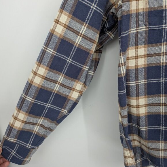 Gap Plaid Flannel Hoodie Men Size M Button Up Standard Fit Streetwear Skate Cozy - Picture 4 of 9